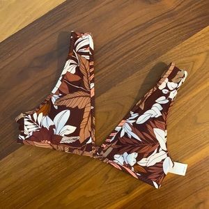 Aerie Plunge Leaf Print Bikini Top